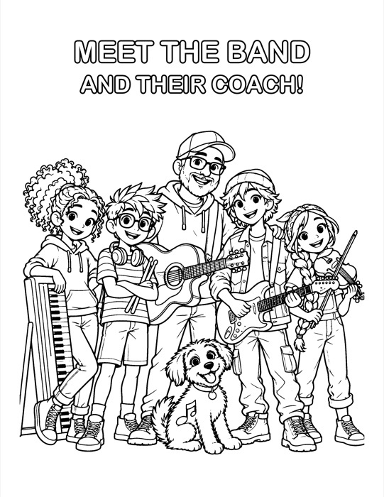 Meet the Band and Their Coach coloring page